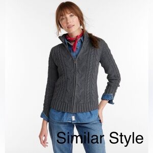L.L. Bean Charcoal 100% Cotton Cable Knit Women's Cardigan Sz 3X